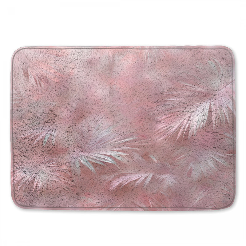 Tapis de bain feuilles de palmier rose, L 24 po x L 17 po