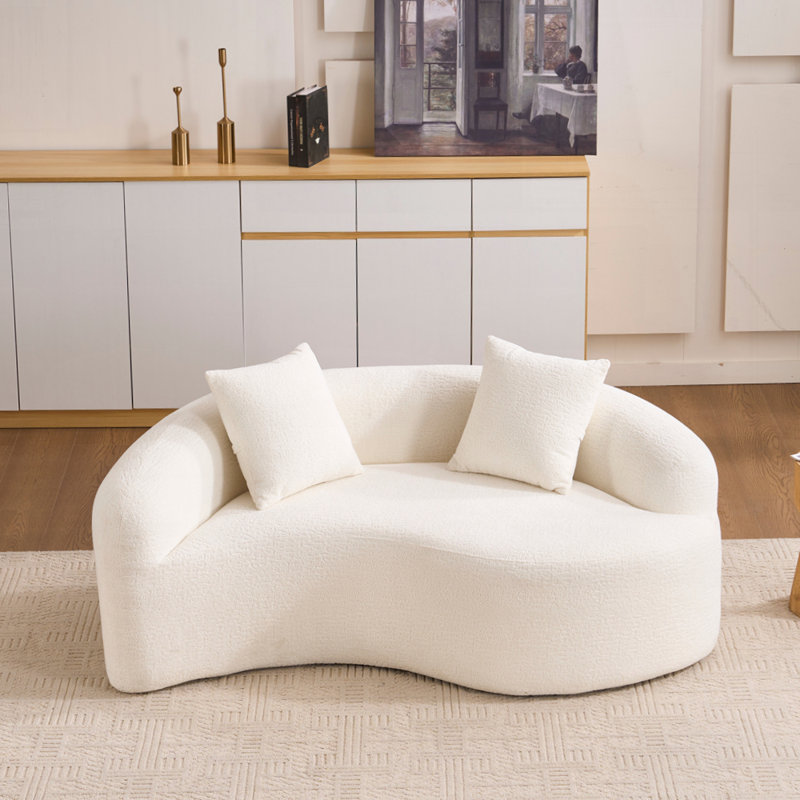 Full Sponge Chenille Curved Compression Double Sofa, White