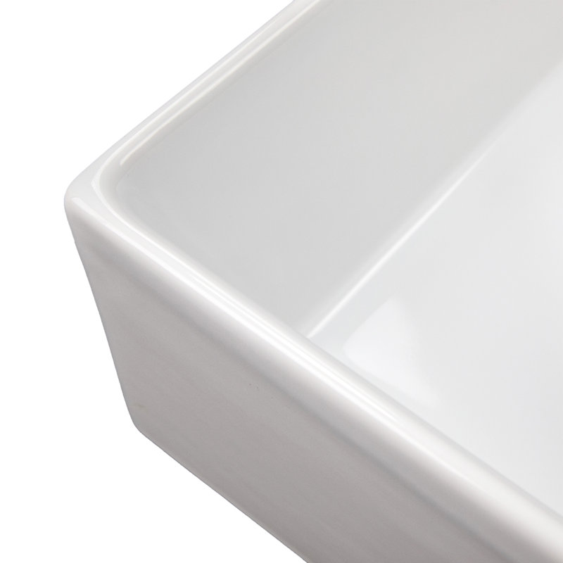 Nantucket Sinks Newport 28'' White Fireclay Rectangular Wall Mount Bathroom Sink with Overflow