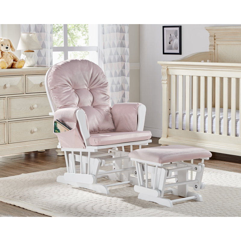 Fauteuil oscillant avec repose-pieds Mason, Rose, Blanc