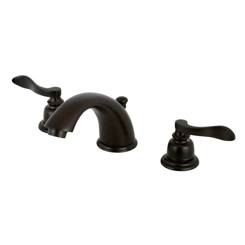 Kingston Brass NuWave French Two-Handle 3-Hole Deck Mount Widespread Bathroom Faucet with Retail Pop-Up Drain