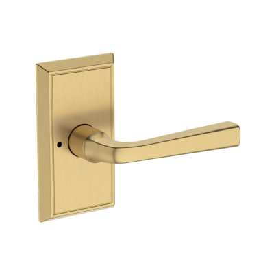 Kinsella Privacy Lever with Chamfered 5in Rose in Lifetime (PVD) Polished Brass