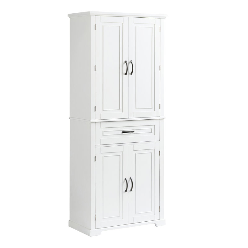 Bathroom Storage Cabinet With Doors And Drawer, Multiple Storage Space, Adjustable Shelf, White