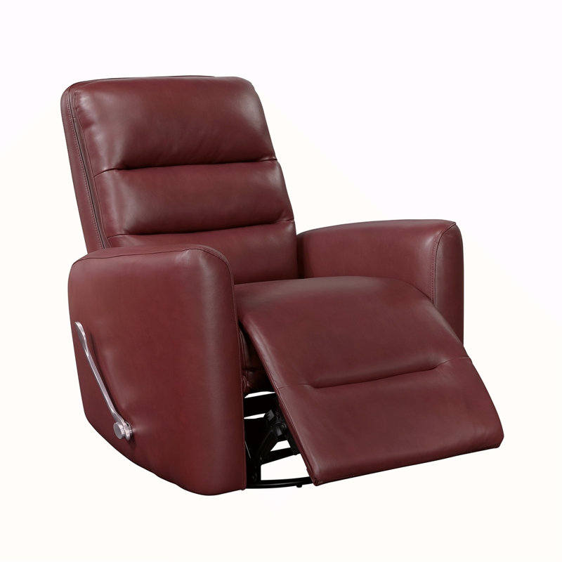 Glider Reclining Chair Swivel Motion Gray Breathable Faux Leather Upholstery Luxury Living Room Furniture, Movie Chair, Red