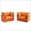 Ensemble de deux fauteuils à housse avec sièges profonds et grands coussins moelleux, idéal pour la vie, la lecture, les chambres et les espaces de travail
