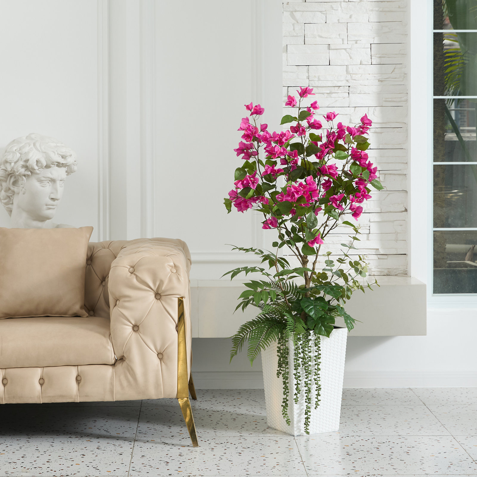 Adcock 48" Bougainvillea Tree in Planter, 2, White