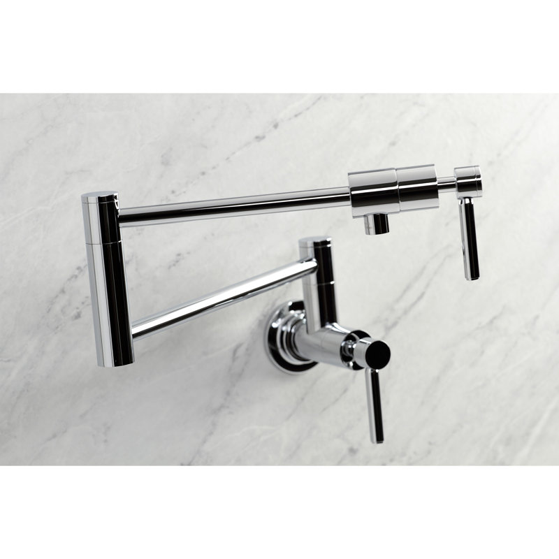 Kingston Brass Concord Two-Handle 1-Hole Wall Mount Pot Filler Faucet, Polished Chrome