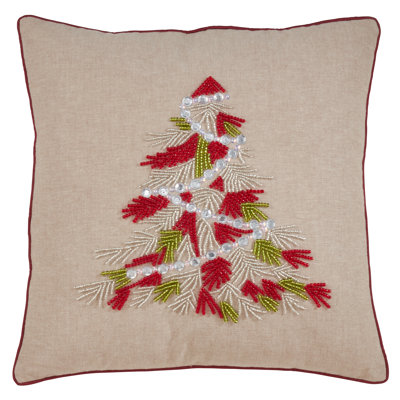 Lumières Collection Beaded Christmas Tree Pillow, Cover Only