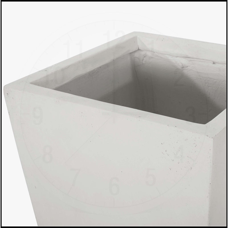 Jardinière d'extérieur moderne en pierre MGO, Blanc mat, H 32,5 po x l 13 po x P 13 po