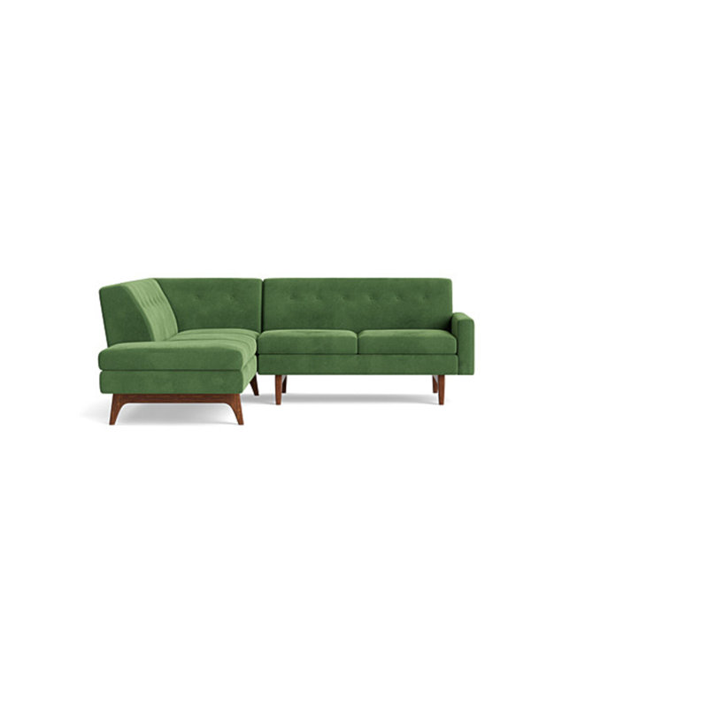 Tyler Sectional With Bumper (95" X 95"), Performance Velvet - Ivy, Left Hand Facing