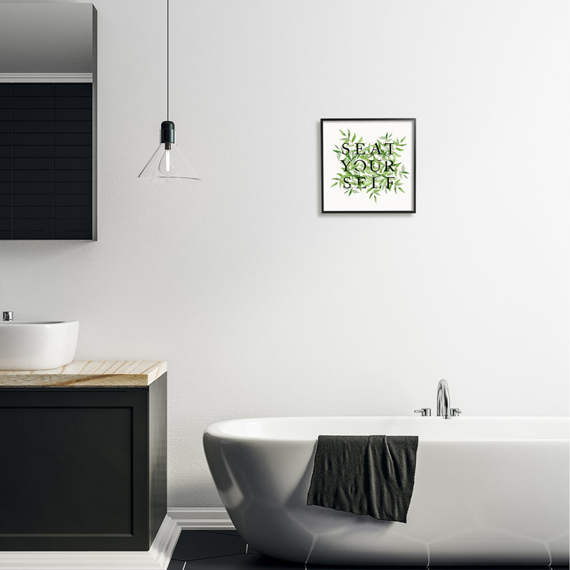 «Seat Yourself», feuille botanique de salle de bain, estampe numérique par Rachel Nieman, H 12 po x l 12 po x P 1,5 po
