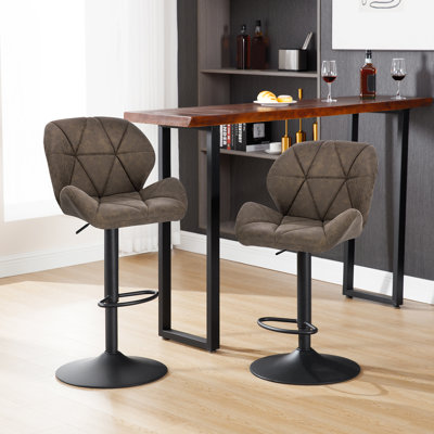 Dequavius Swivel Upholstered Adjustable Height Counter Stool
