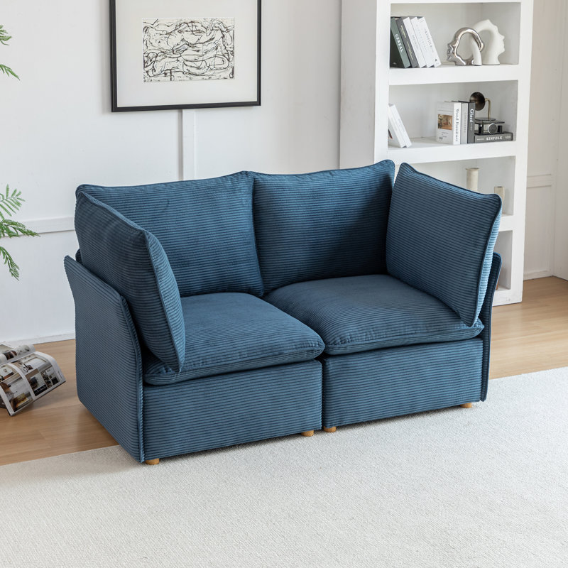 Canapé avec coussins Corduroy, Bleu