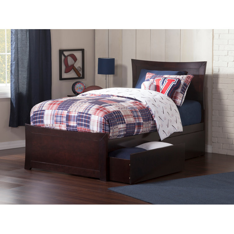 Daury Solid Wood Platform Bed with Matching Footboard and Storage Drawers