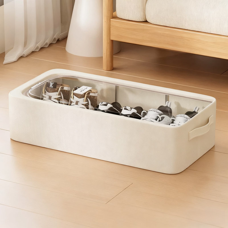 23.62Inch Heavy-Duty Oxford Fabric Underbed Storage Box With Clear Top And Double Zipper - Large Capacity Organizer For Shoes, Clothes, Toys, Books - Durable, Dustproof & Moisture-Resistant
