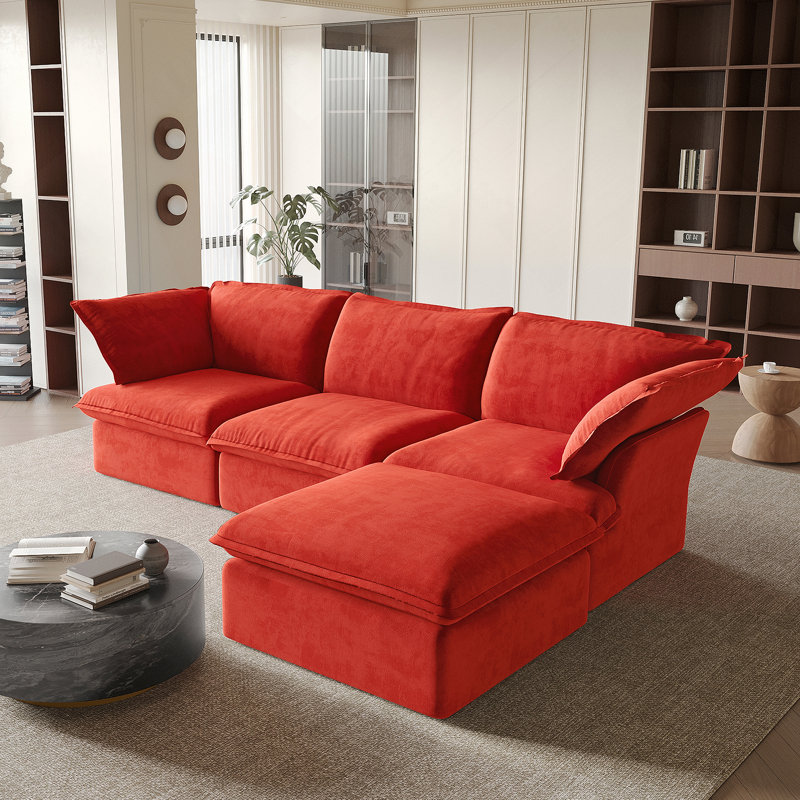 Canapé modulaire Sky en velours Sky, Rouge