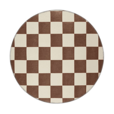 Tapis d'intérieur et d'extérieur à carreaux beige