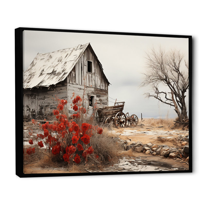 Red Farmhouse Rustic Elegance I - Print, Black Floater Framed, 24" H x 32" W x 1" D