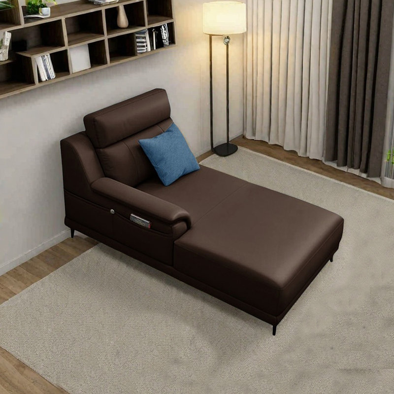 Fauteuil inclinable en similicuir à haute élasticité, Brun, Orienté à droite