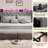 King Upholstered Platform Bed Frame, Bed with 4 Storage Drawers, Charging Station (2 USB), LED Lights and Storage Headboard-1078970906