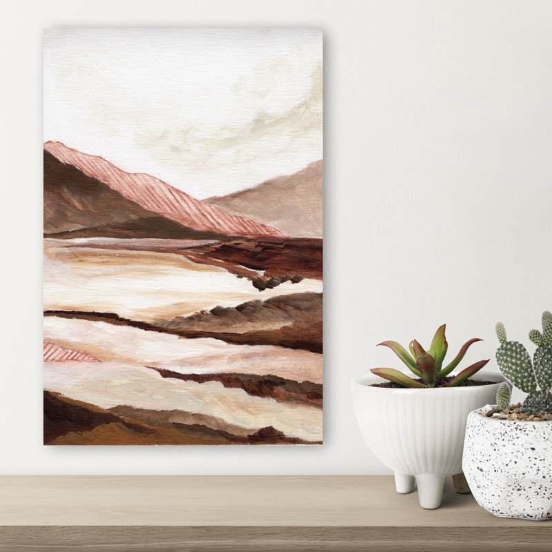 «Terracotta Mountain Vista Abstract Contemporary Minimalist Landscape Mountain», art mural