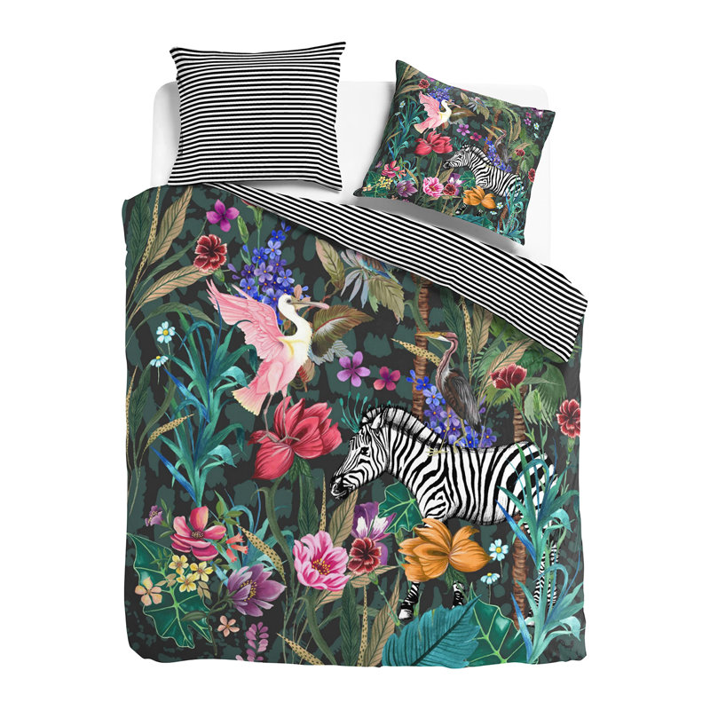 Green Satin 200 TC, 155 x 220 cm  - 1 Pillowcase (80 x80 cm)