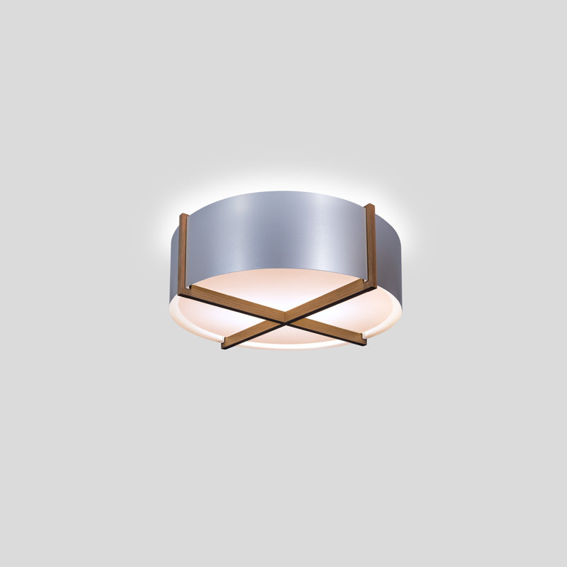 Plafonnier encastré Plura, Aluminium brossé, Noyer, L 12,4 po x L 46 po x P 46 po