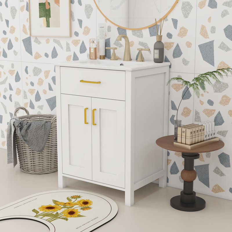 Ensemble de meuble-lavabo simple 24,4 po avec plateau en céramique Sarabelle