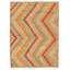 Tapis décoratif en laine de conception unique 4 pi 2 po x 5 pi 9 po noué à la main New Age orange/bleu/jaune
