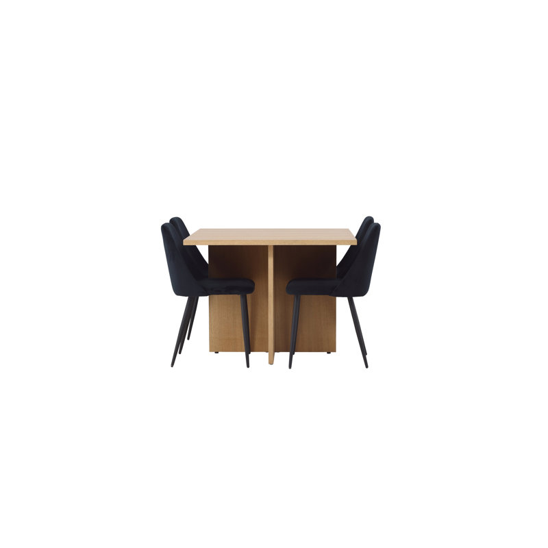 Fontaine 4 - Person Dining Set, Black, Black