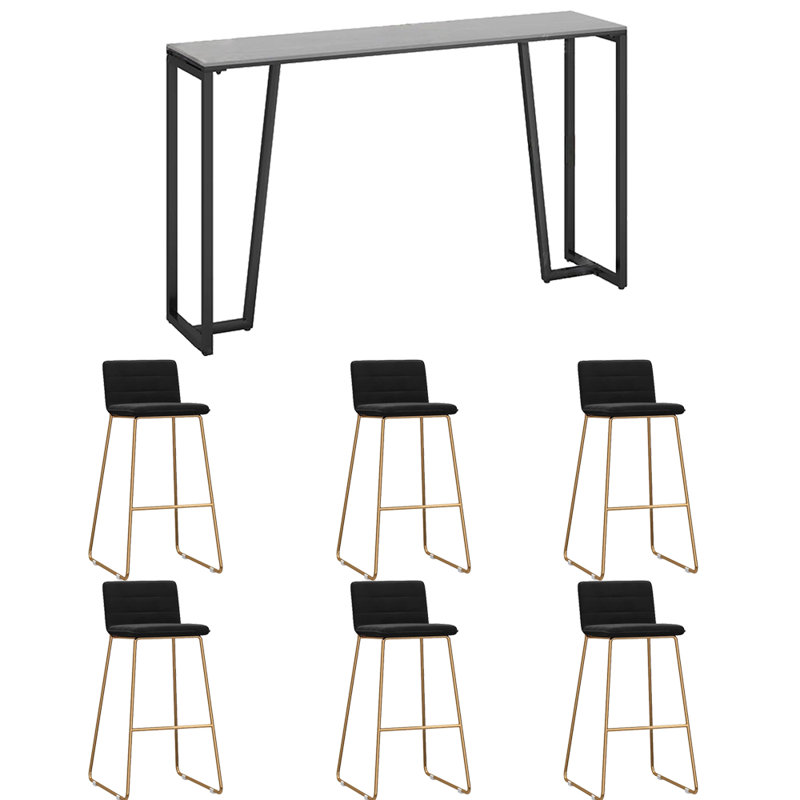 Tabourets et tables de luxe et luxueux, H 41,3 po x L 86,6 po x l 15,7 po, Gris / Noir, Noir