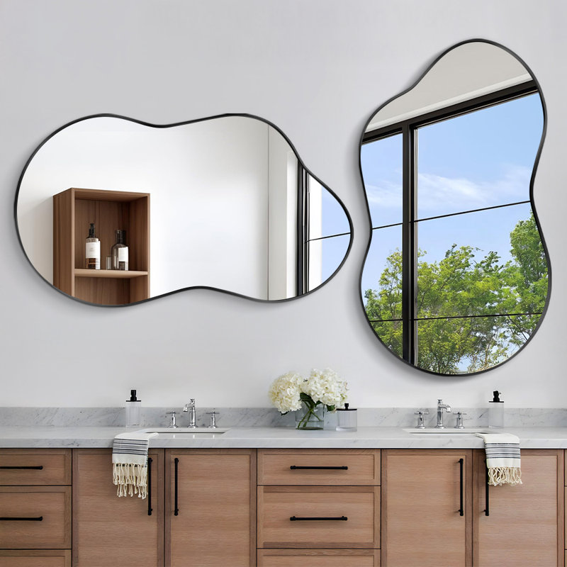 Miroir mural asymétrique, 36 po x 24 po, Noir