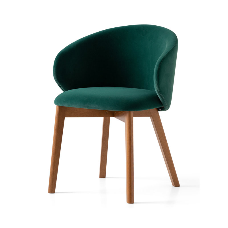 Tuka Upholstered Armchair with Wooden Frame, Forest Green, Walnut