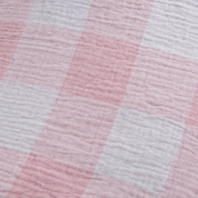 Queen Pink Cotton Muslin Reversible Throw Blanket