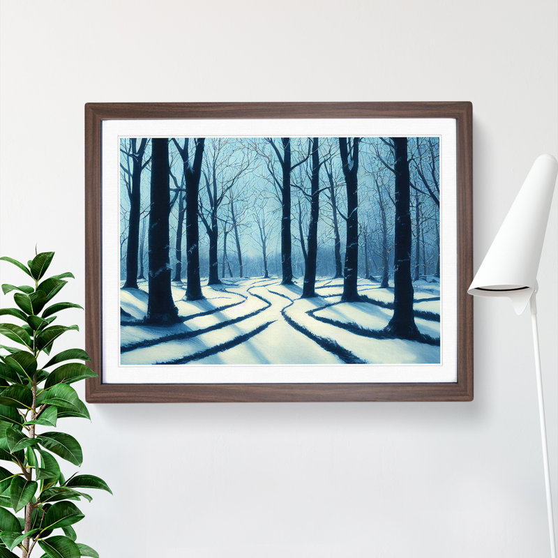 Joyous Winter Forest - Framed Print, 46cm H x 64cm W x 2cm D, Walnut