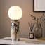 Lampe de table moderne à DEL intégrée en nickel avec abat-jour en verre givré 11 po Aspen Aspen, port de charge USB et gradateur tactile à 3 voies-1267062792