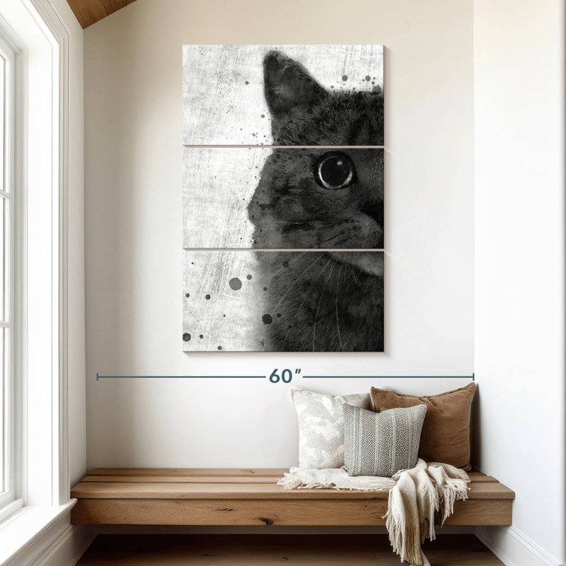 Chat noir et blanc Brampt, H 50 po x l 32 po