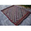 Tapis traditionnel turc en laine fabriqué à la main à motif géométrique traditionnel Kilim - noir / orange