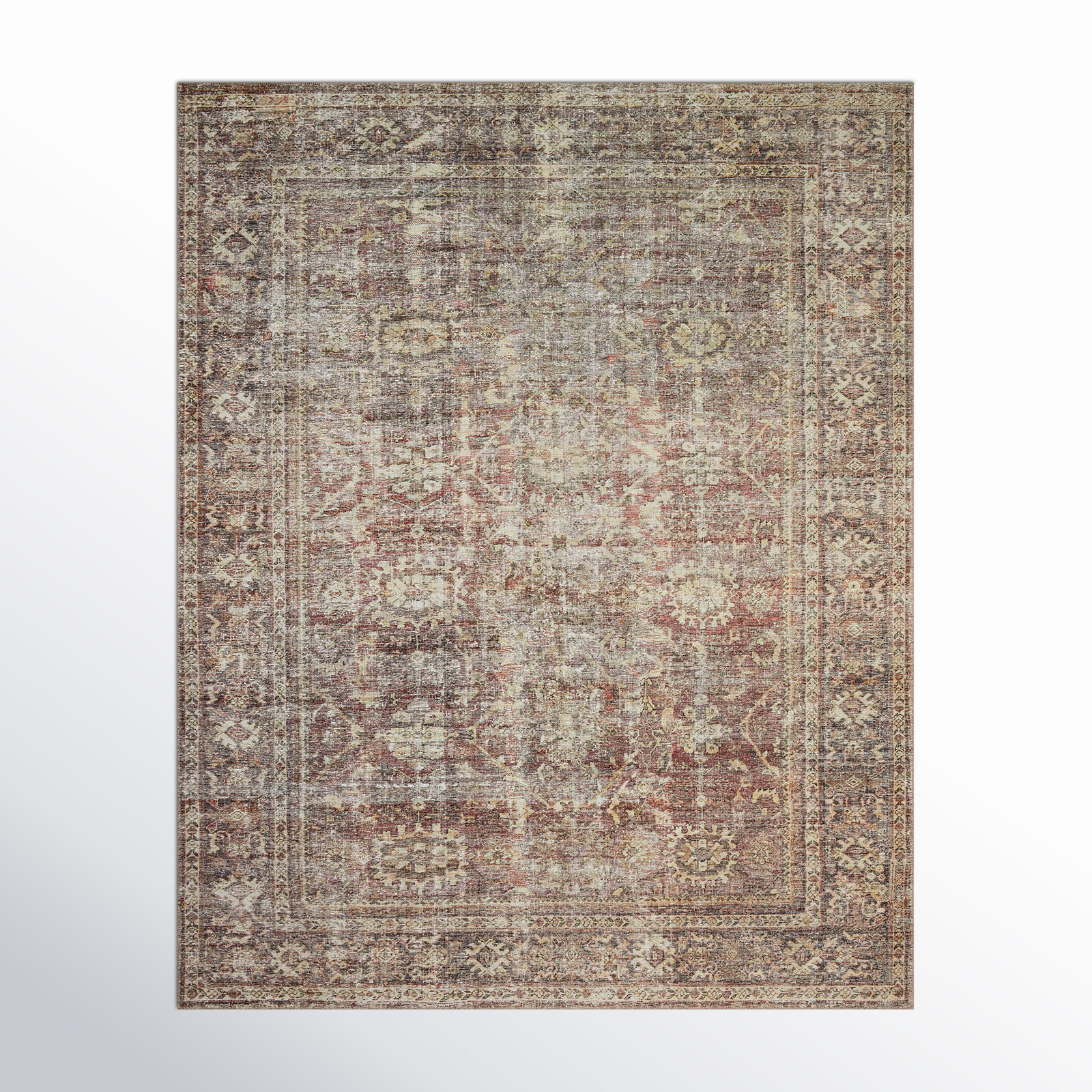 Georgie Oriental Bordeaux/Antique Area Rug, Rectangle 7'6" x 9'6"