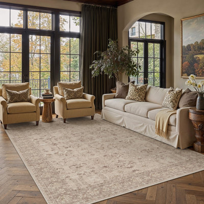 Tapis lavable rétro Adelyn avec envers antidérapant