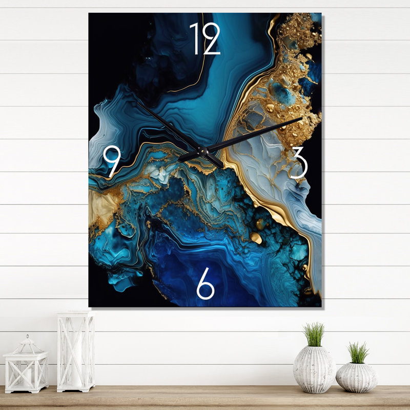 Jalanie - Horloge murale moderne abstraite en marbre, H 28 po x l 12 po x P 1 po
