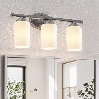 3-Light Dimmable Bathroom Vanity Light, Modern Light Fixtures with White Frosted Glass Shades (3 ST19 Bulbs Included)