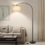 Arc Floor Lamps for Living Room, Modern Standing Lamp with Adjustable Hanging Drum Shade, Tall Pole Lamp with Foot Switch, Over Couch Arched Reading Light for Bedroom