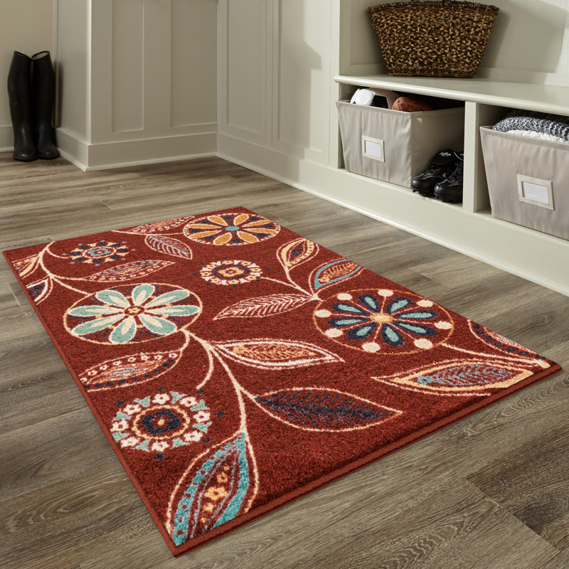 Adderley Floral Merlot Area Rug, Rectangle 2'6" x 3'10"