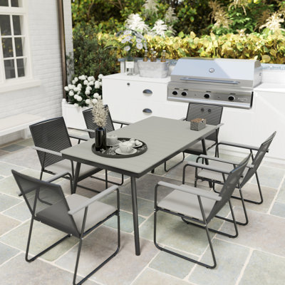6 - Person Patio Dining Set with Rectangular Table , Cushions Included