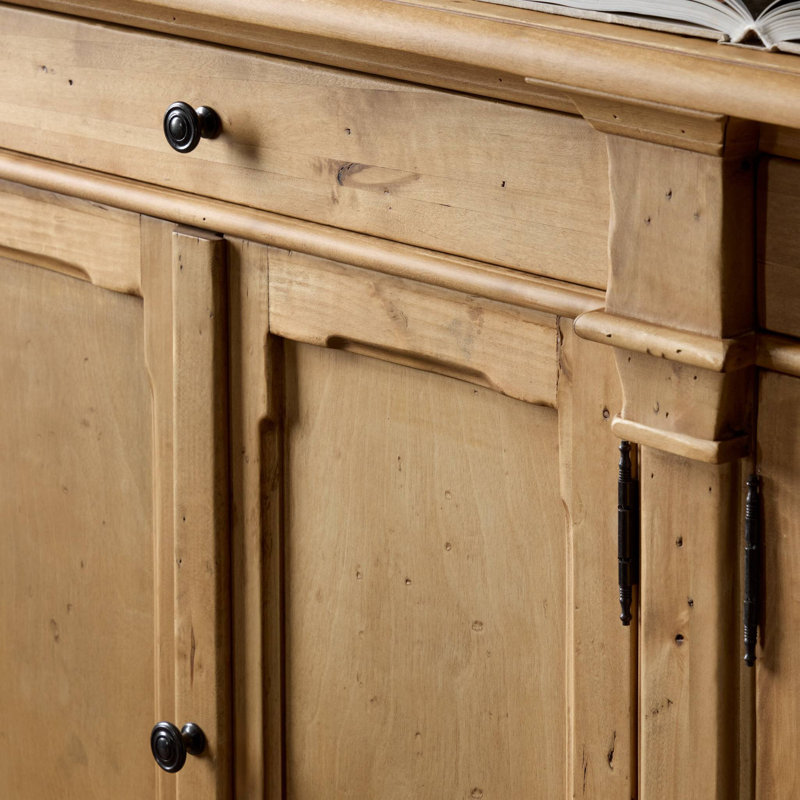 Marjorie 4 Door Sideboard-Distressed Black, Bleached Birch