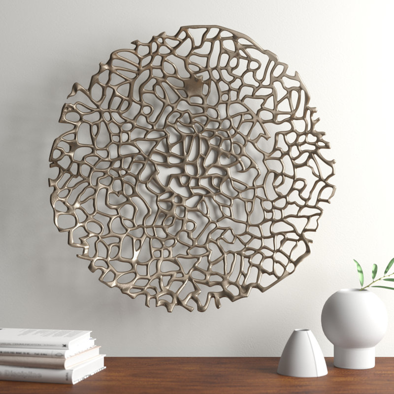 Modern Abstract Wall Decor on Metal, Bronze