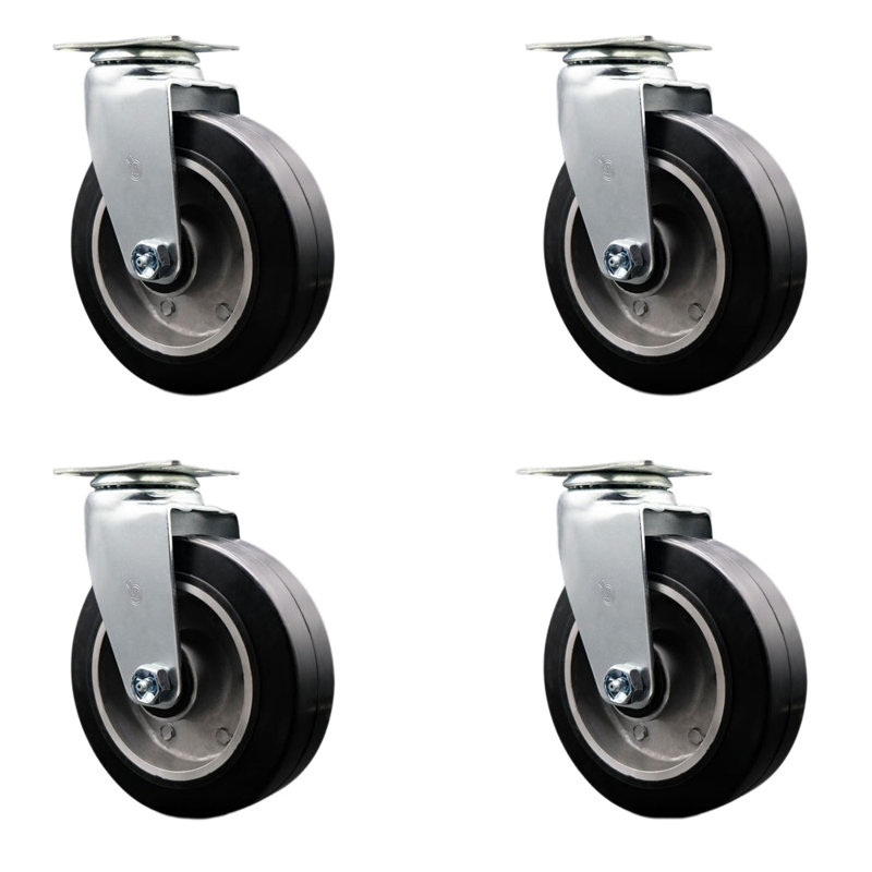 Rubber on Aluminum Caster with Roller Bearings
