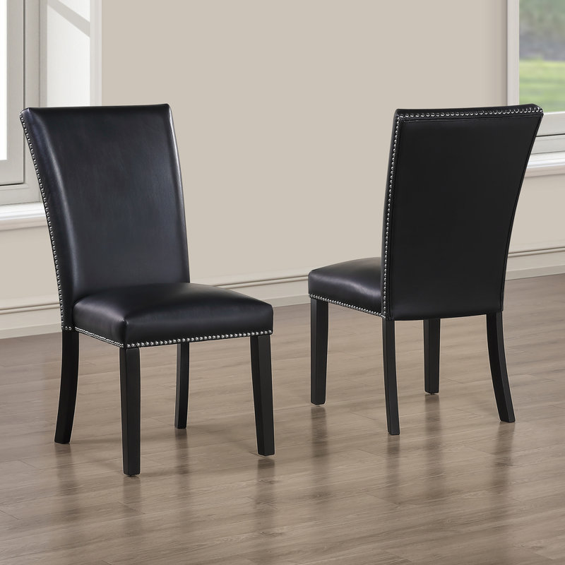 Anxhela 18'' H Faux Leather Upholstered Parsons Chair, Black