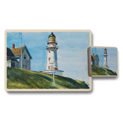 Lighthouse Placemats And Coasters Set With Seaside Landscape